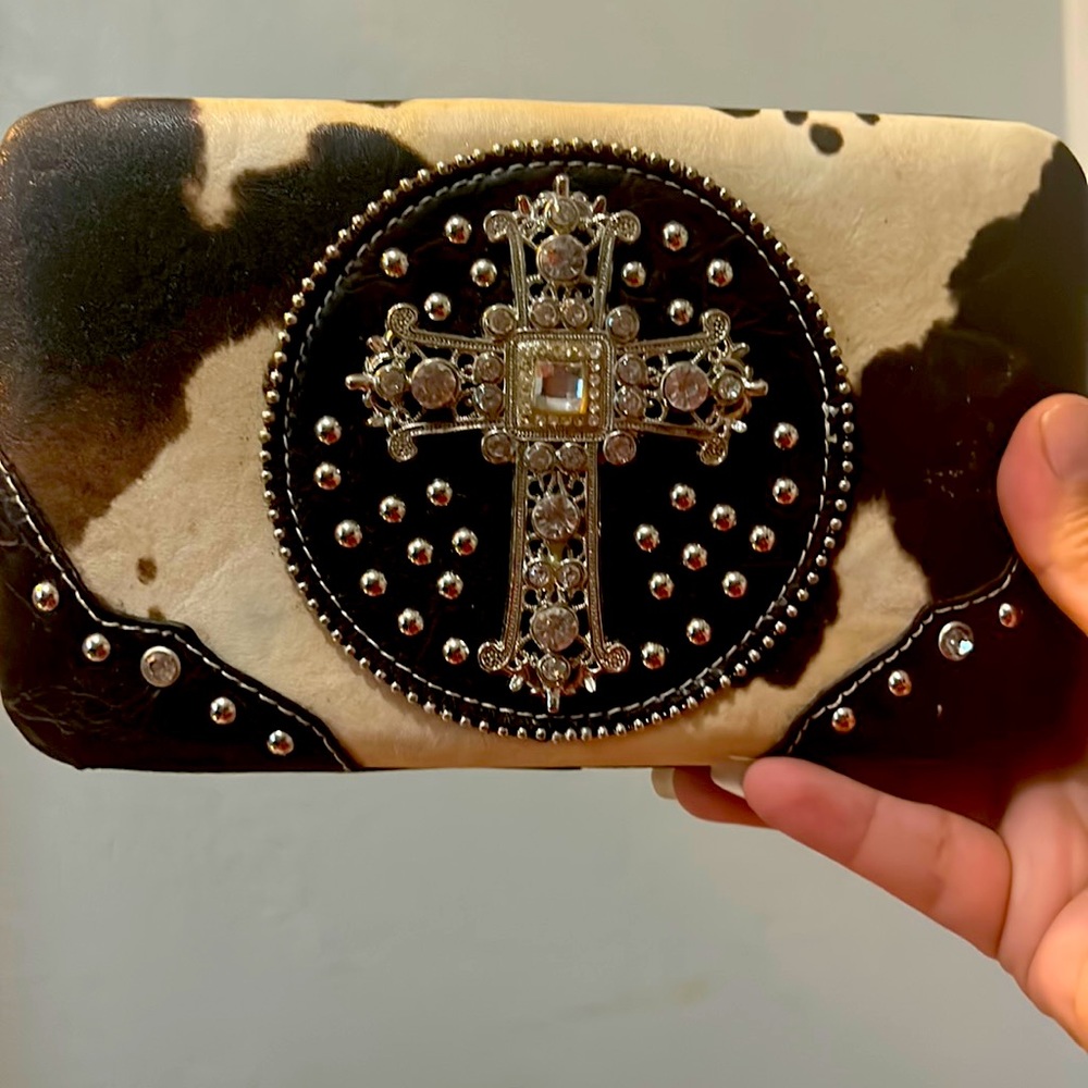 Cow clutch purse
